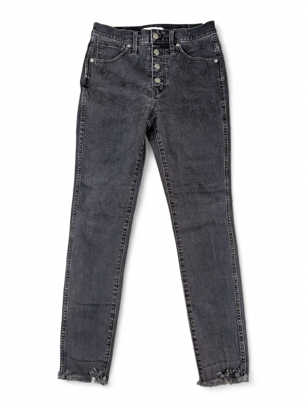 Madewell Skinny Jeans Size 27 Black Button-Fly‎ Raw Hem